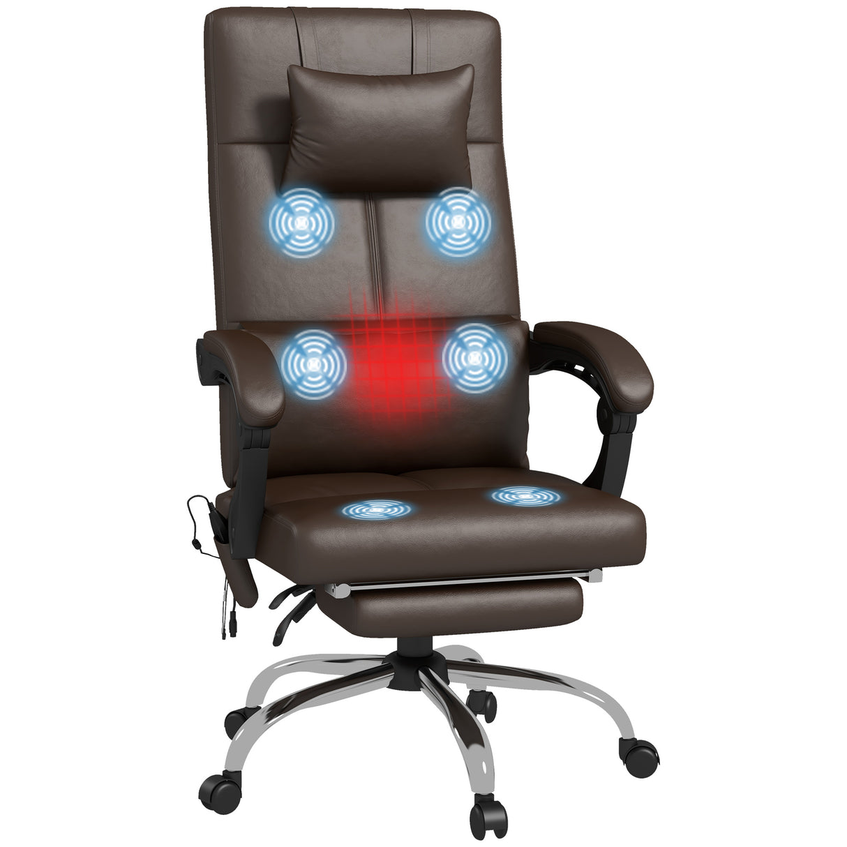 easycomfort easycomfort sedia da ufficio massaggiante ad altezza regolabile con poggiapiedi e telecomando 66x67x115 123 cm marrone