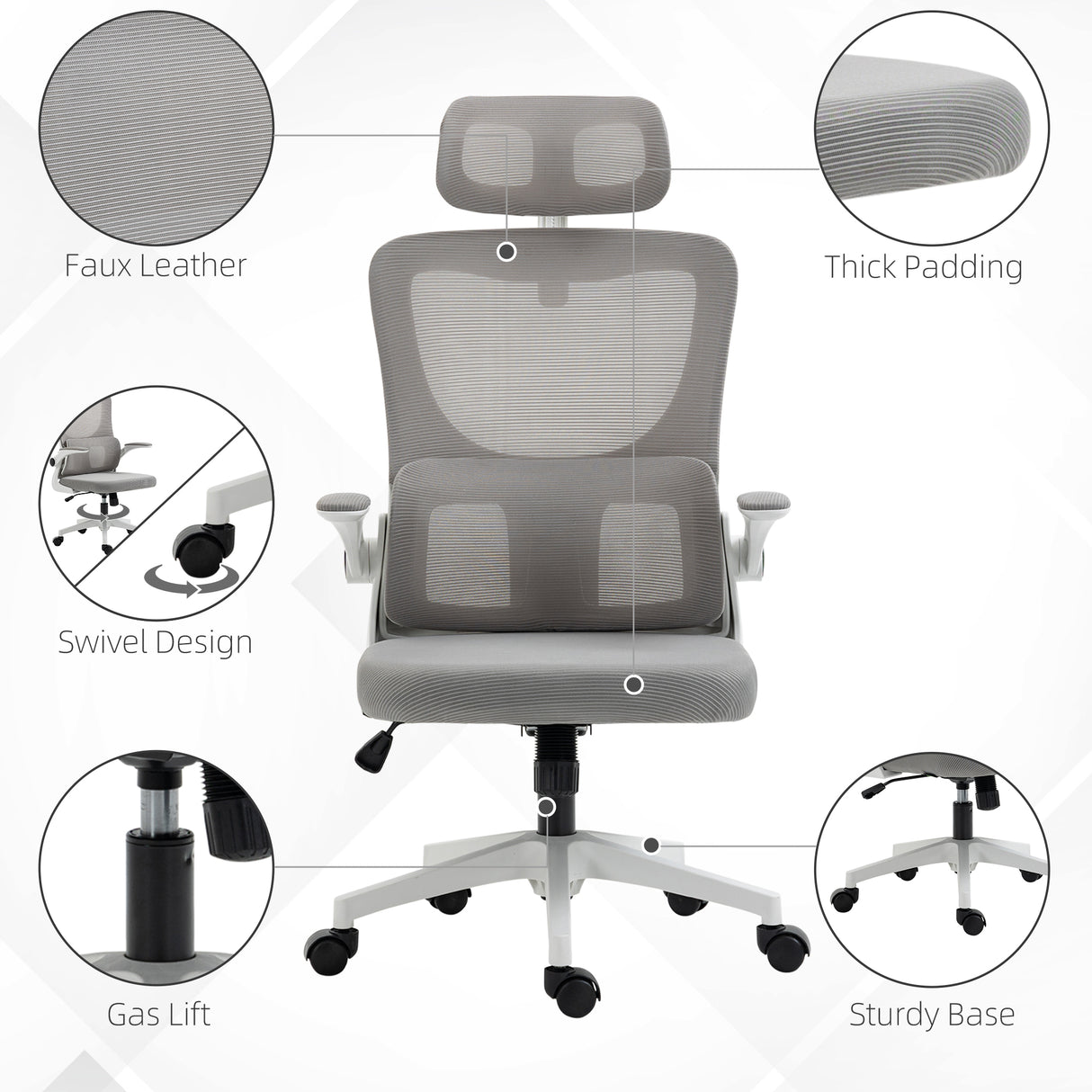 easycomfort easycomfort sedia da ufficio ergonomica ad altezza regolabile con poggiapiedi e poggiatesta 60x59x114 122 cm grigio
