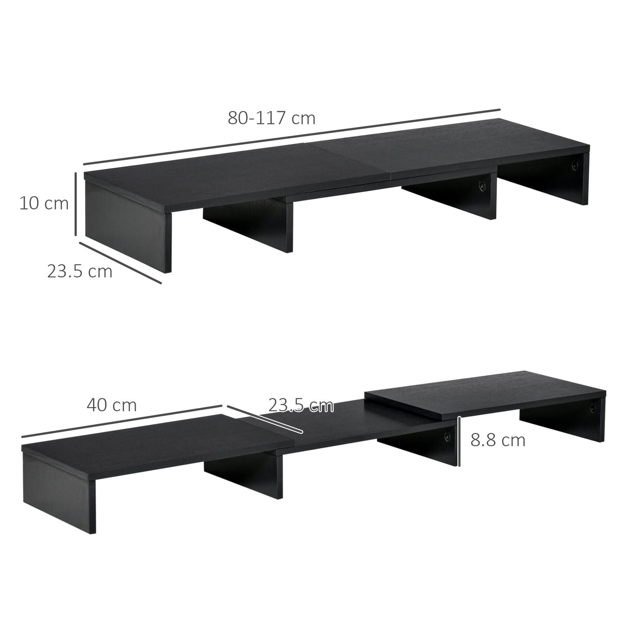 easycomfort easycomfort supporto monitor in mdf con lunghezza e angolazione regolabile 80 117x23 5x10 cm nero