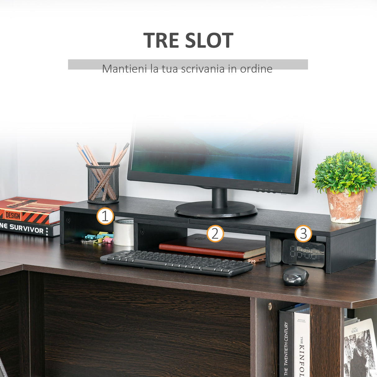 easycomfort easycomfort supporto monitor in mdf con lunghezza e angolazione regolabile 80 117x23 5x10 cm nero