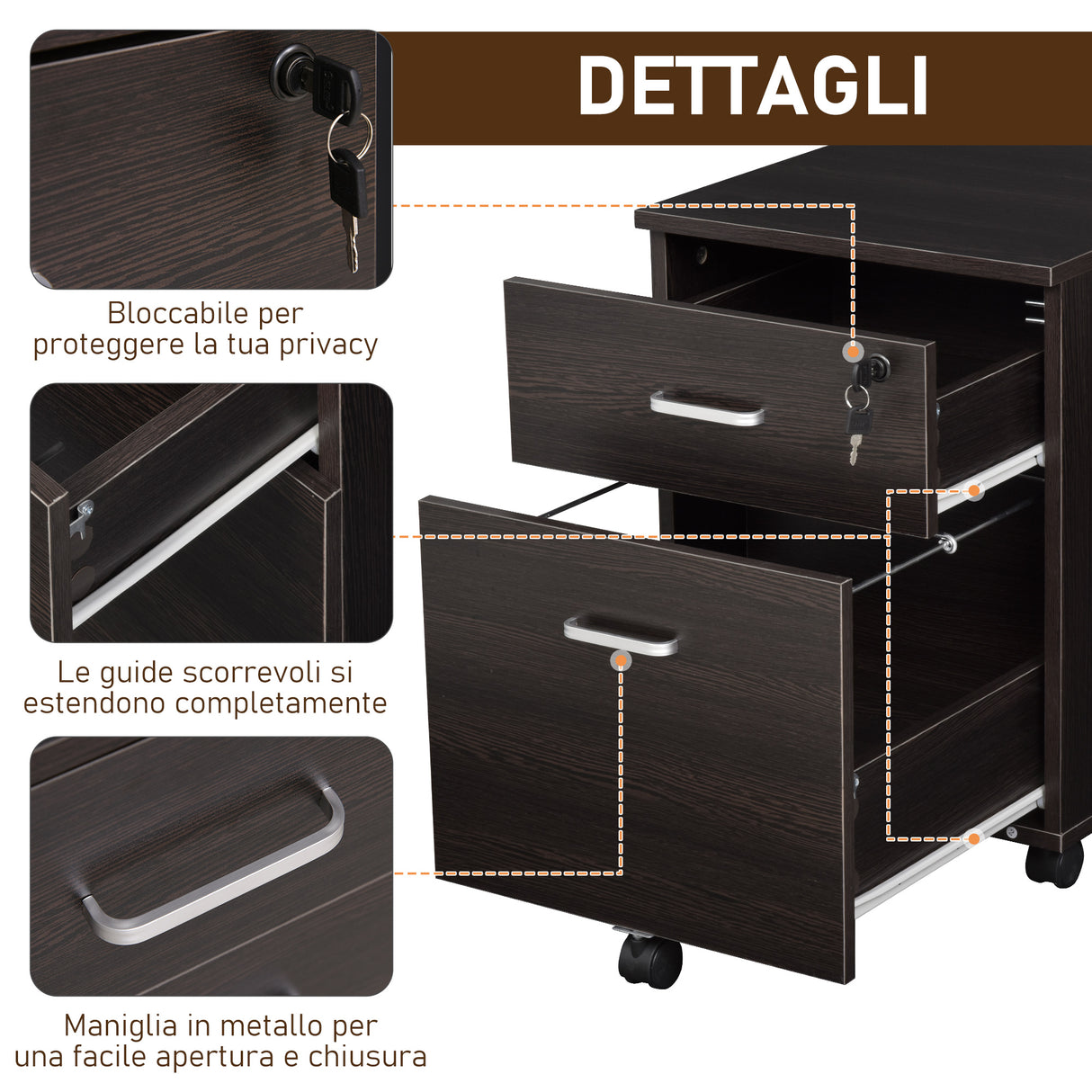 easycomfort easycomfort cassettiera portadocumenti da ufficio in legno nero con 2 cassetti 40 x 44 x 54.6cm ean 8054144134949