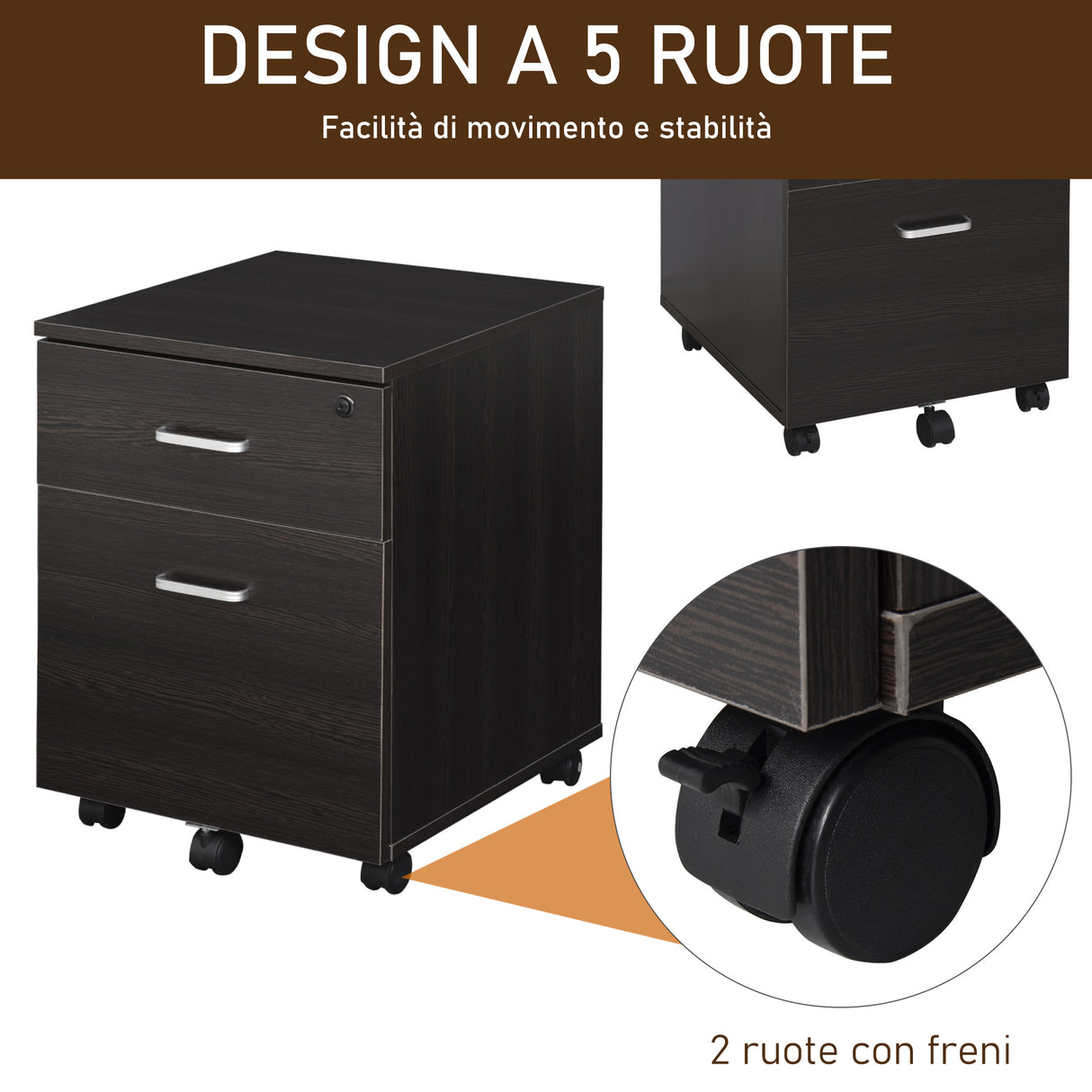 easycomfort easycomfort cassettiera portadocumenti da ufficio in legno nero con 2 cassetti 40 x 44 x 54.6cm ean 8054144134949