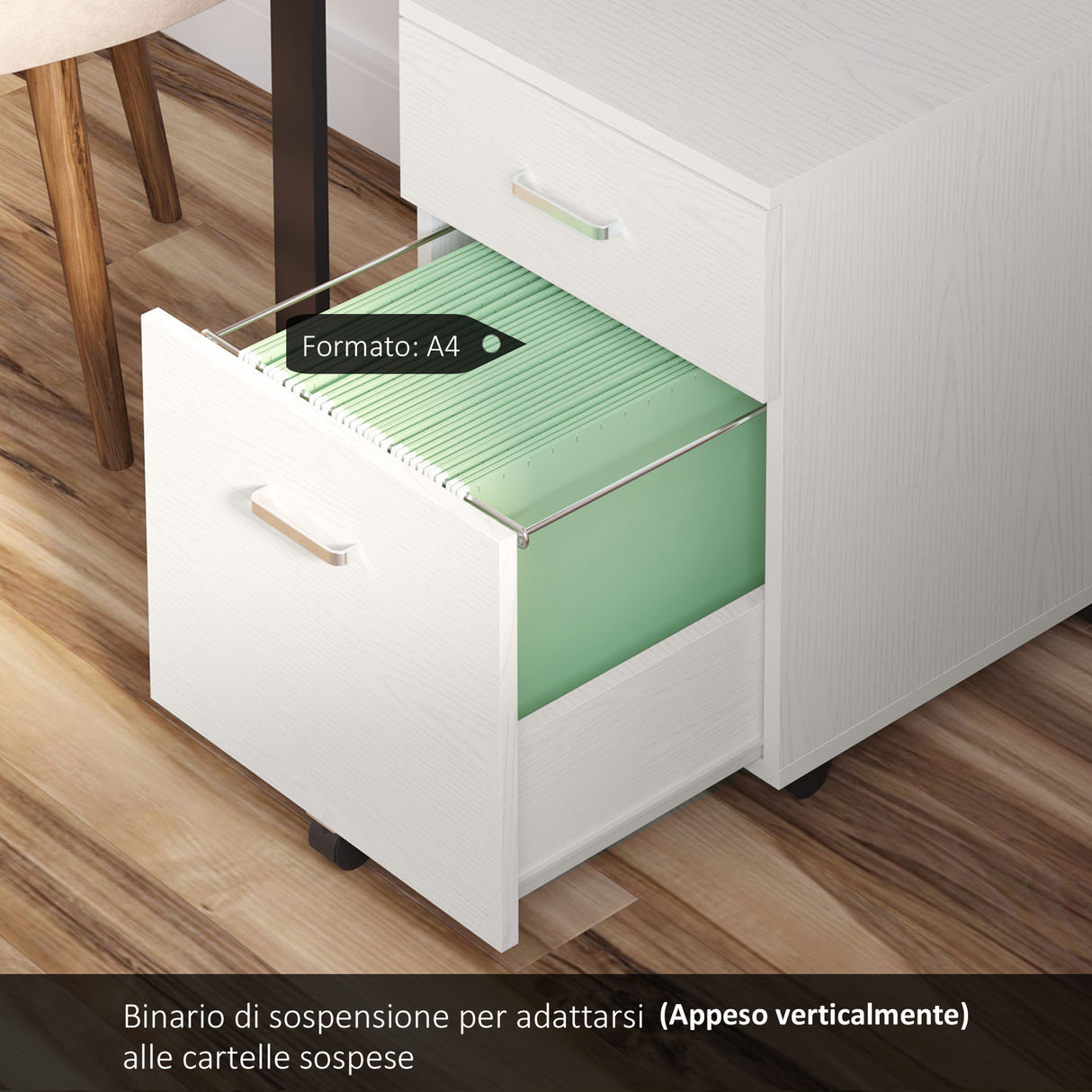 easycomfort easycomfort cassettiera portadocumenti da ufficio in legno bianco con 2 cassetti 40 x 44 x 54.6cm ean 8054144133461