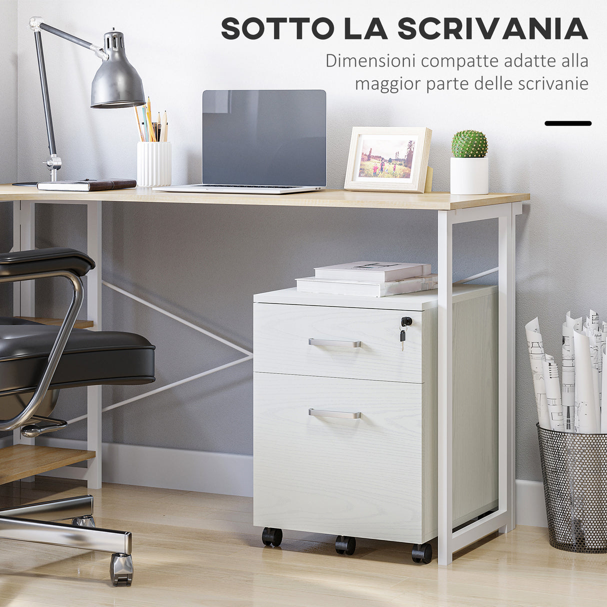 easycomfort easycomfort cassettiera portadocumenti da ufficio in legno bianco con 2 cassetti 40 x 44 x 54.6cm ean 8054144133461