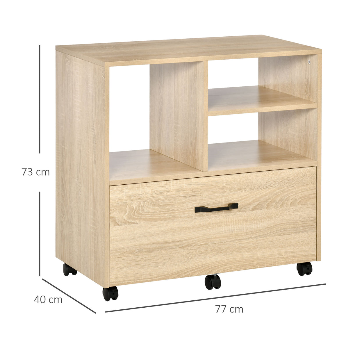 easycomfort easycomfort mobile multiuso per ufficio in legno mobile porta stampante con 5 ruote cassetto e ripiano regolabile 77x40x73cm legno