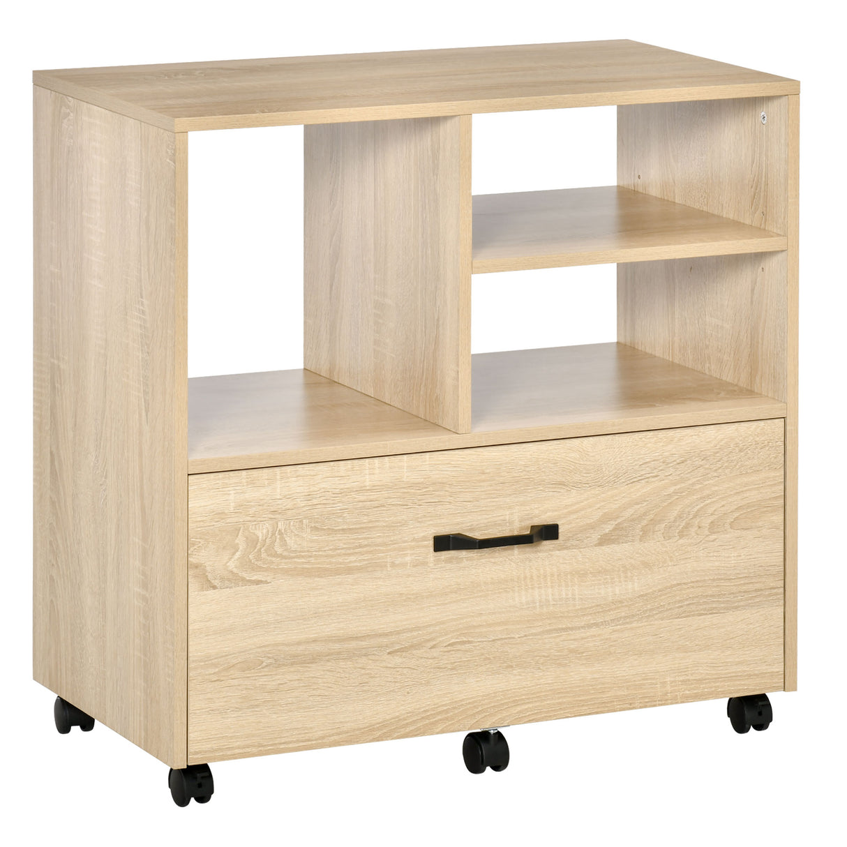 easycomfort easycomfort mobile multiuso per ufficio in legno mobile porta stampante con 5 ruote cassetto e ripiano regolabile 77x40x73cm legno