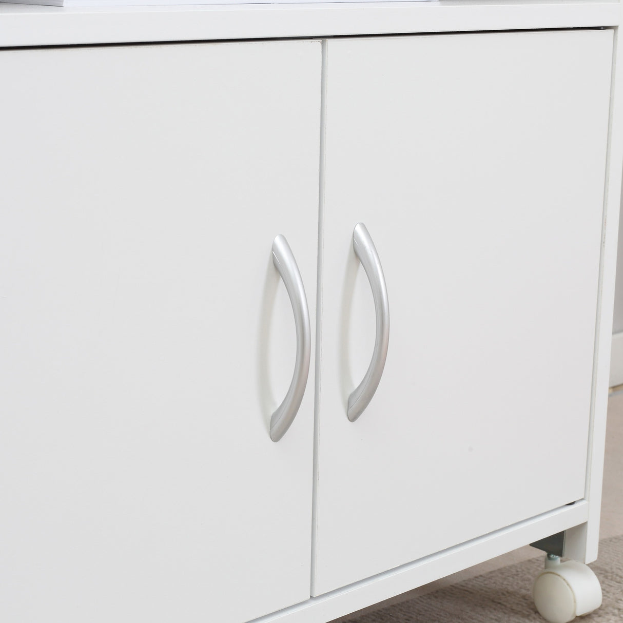 easycomfort easycomfort mobile porta stampante con 4 ruote cassetto e armadietto 60x39x80cm bianco