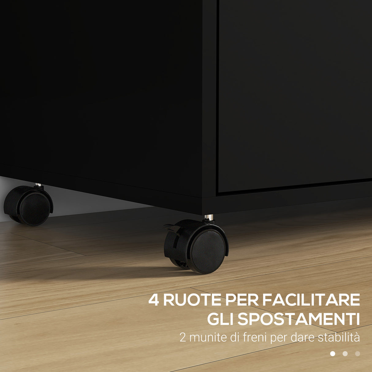 easycomfort easycomfort mobile da ufficio con 2 cassetti porta documenti e ripiani ruote con blocco 80x40x66cm nero