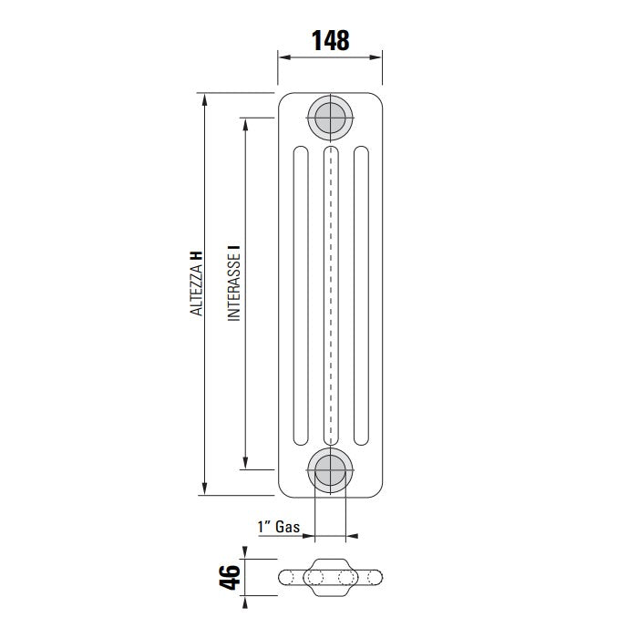 cordivari batteria completa radiatore termosifone in acciaio tubolare cordivari ardesia 4 colonne da 3 a 16 elementi h 2000 mm interasse 1944 mm tappi e riduzioni inclusi 3 elementi h. 2000 ean 99024055