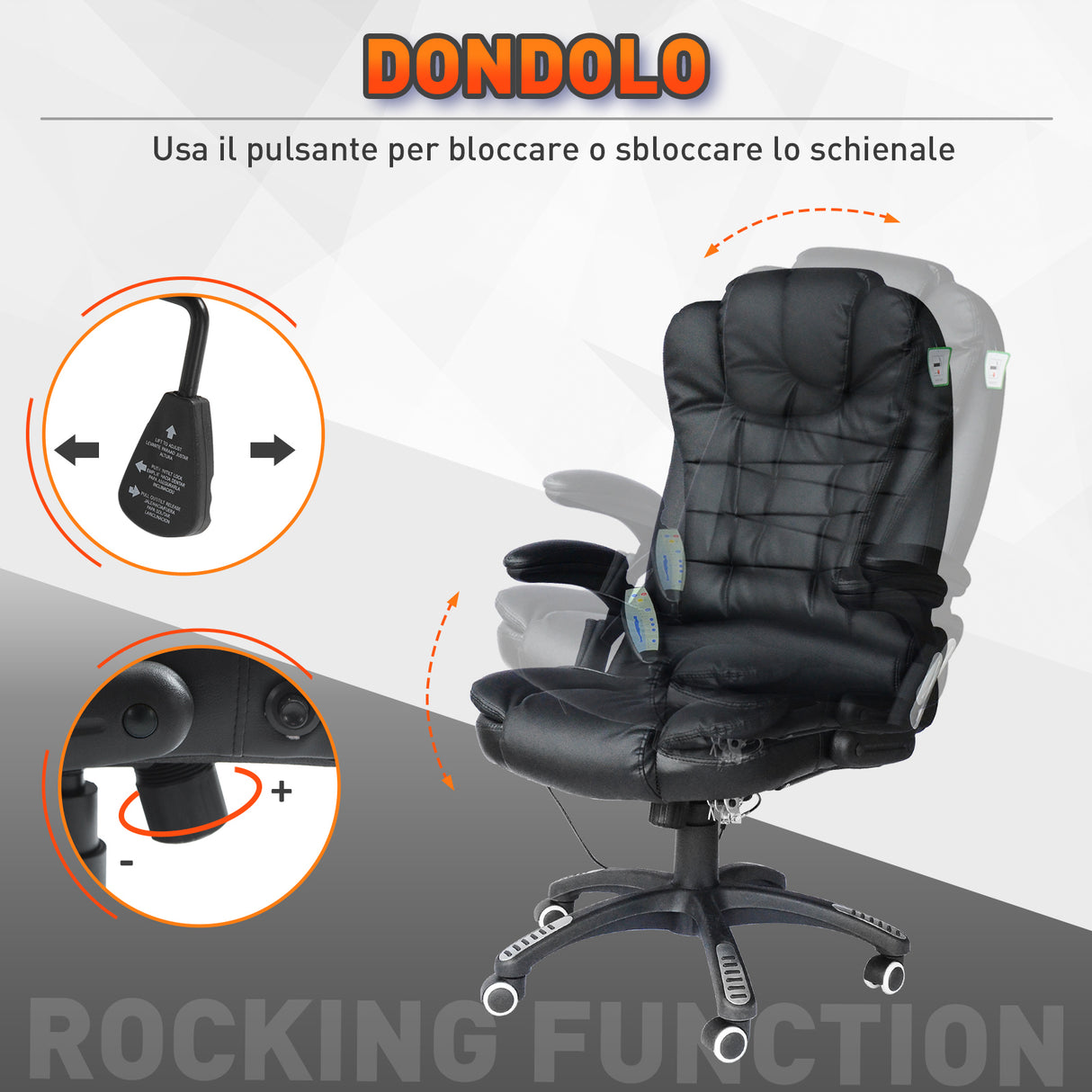 easycomfort easycomfort poltrona da ufficio massaggiante in ecopelle con riscaldamento nero 62x68x111 121cm ean 8054144134161