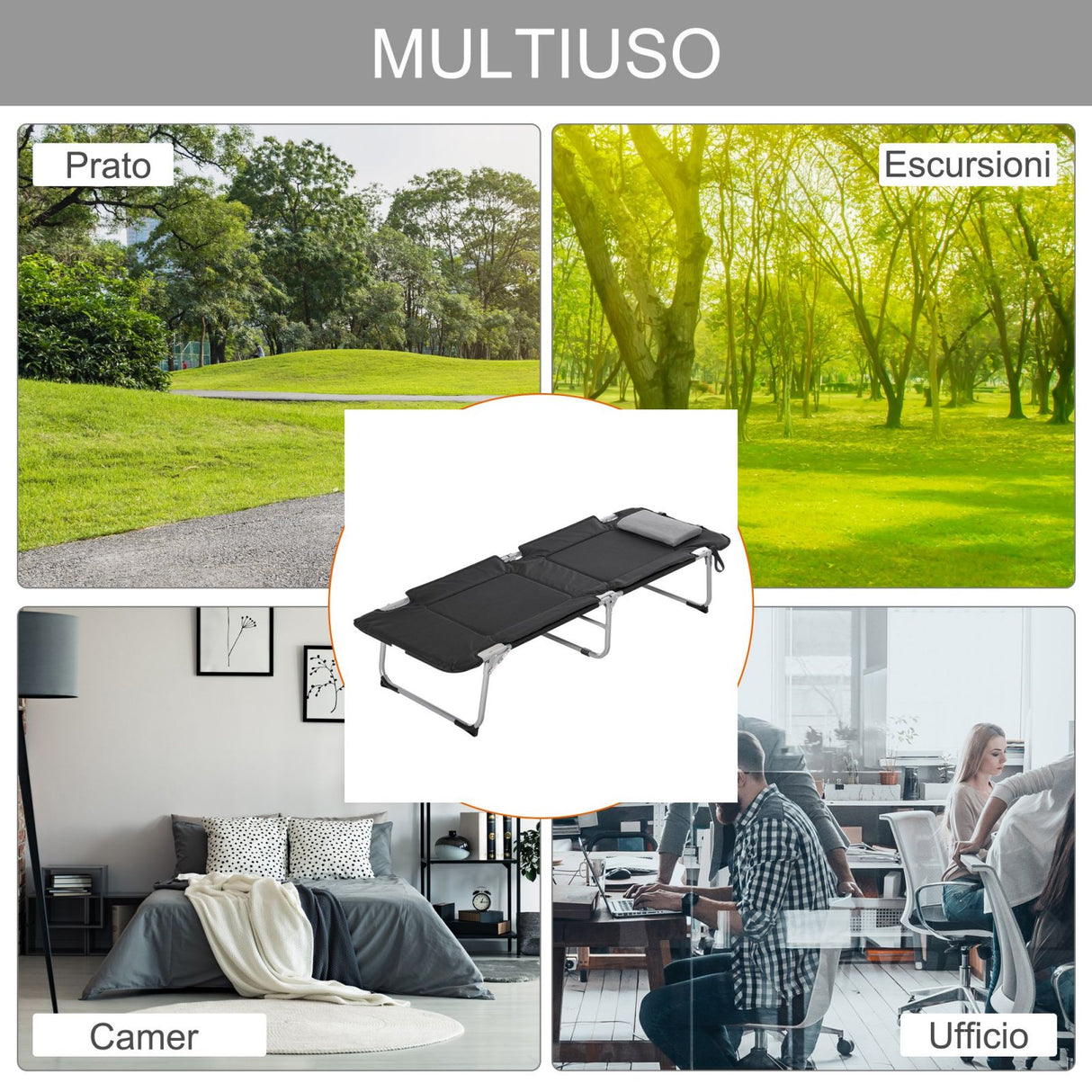 easycomfort easycomfort brandina pieghevole e imbottita letto da campeggio nero ean 8054144134444