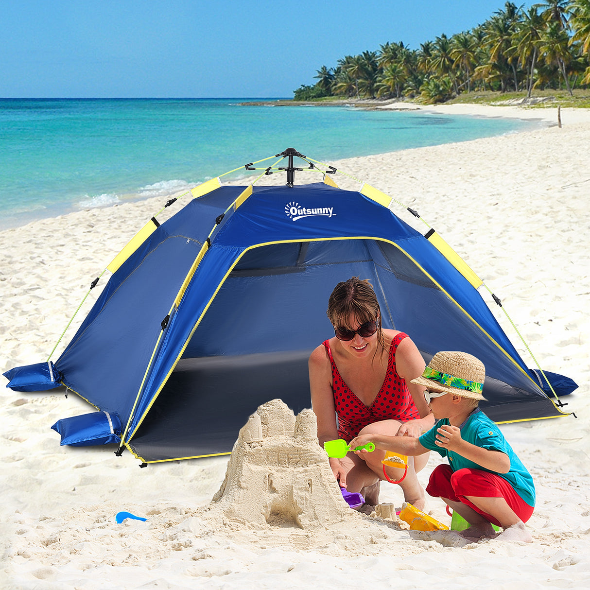 easycomfort easycomfort tenda da spiaggia pop up con finestre traforate e porta richiudibile ean 8054144132099