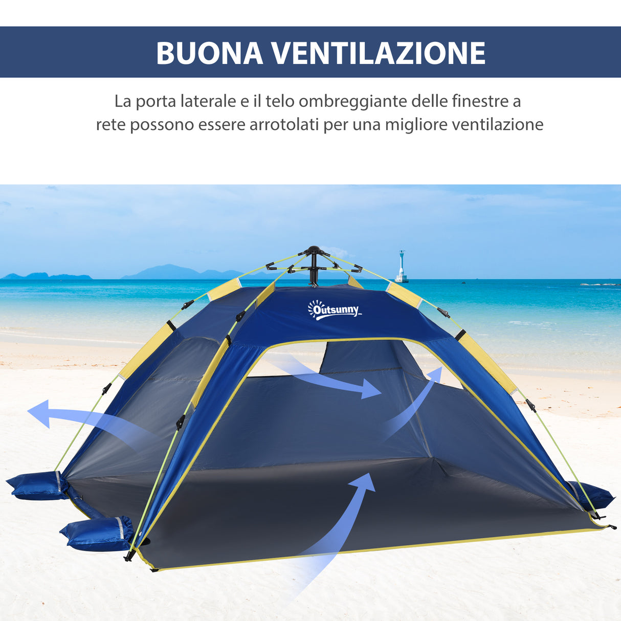 easycomfort easycomfort tenda da spiaggia pop up con finestre traforate e porta richiudibile ean 8054144132099