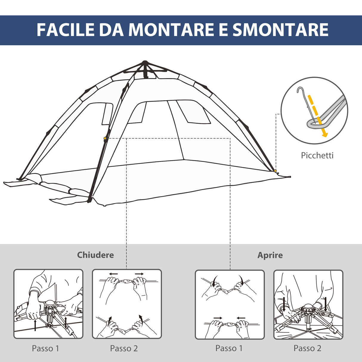 easycomfort easycomfort tenda da spiaggia pop up con finestre traforate e porta richiudibile ean 8054144132099