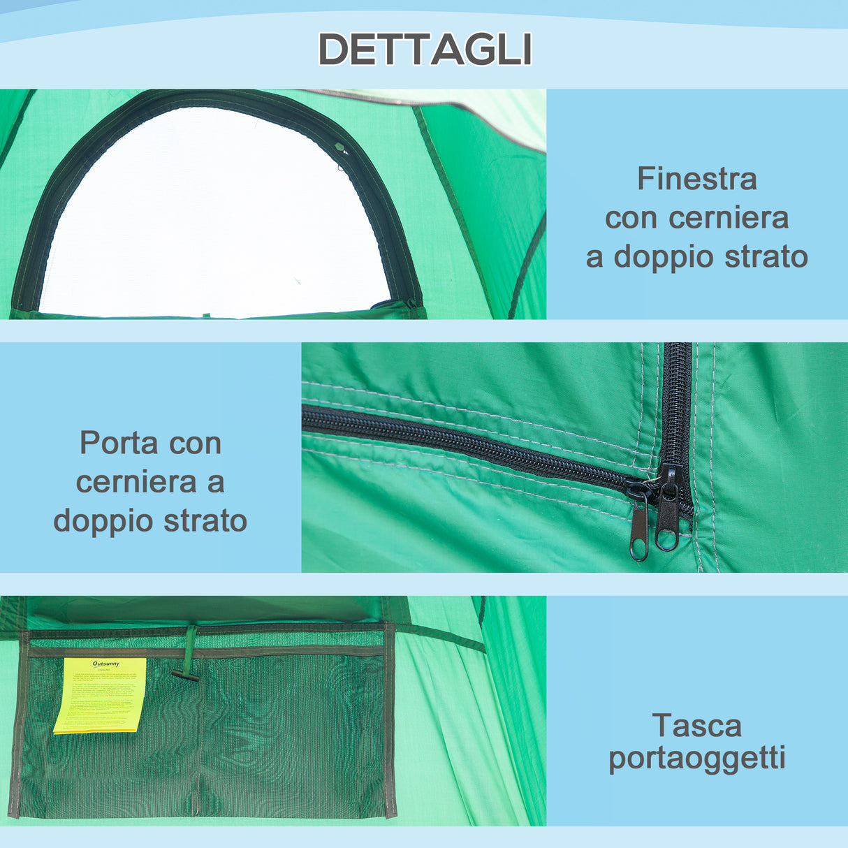 easycomfort easycomfort tenda doccia da campeggio con borsa per trasporto e tasca portaoggetti 122x122x213cm verde