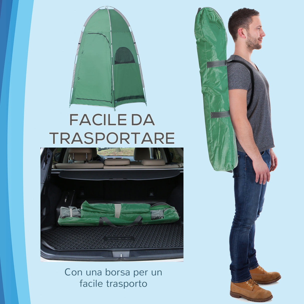easycomfort easycomfort tenda doccia da campeggio con borsa per trasporto e tasca portaoggetti 122x122x213cm verde