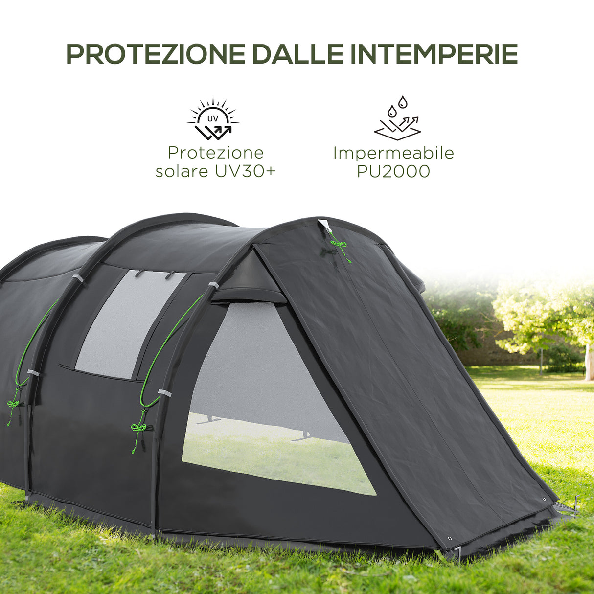 easycomfort easycomfort tenda da campeggio 3 4 persone due stanze con finestre borsa da trasporto 475x264x172cm nero