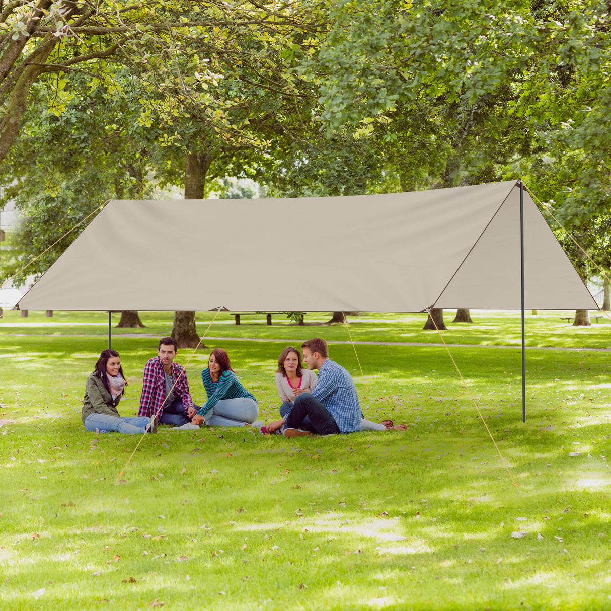 easycomfort easycomfort telo ombreggiante protettivo in tessuto oxford con borsa funi picchetti e aste incluse 300x500x240 cm