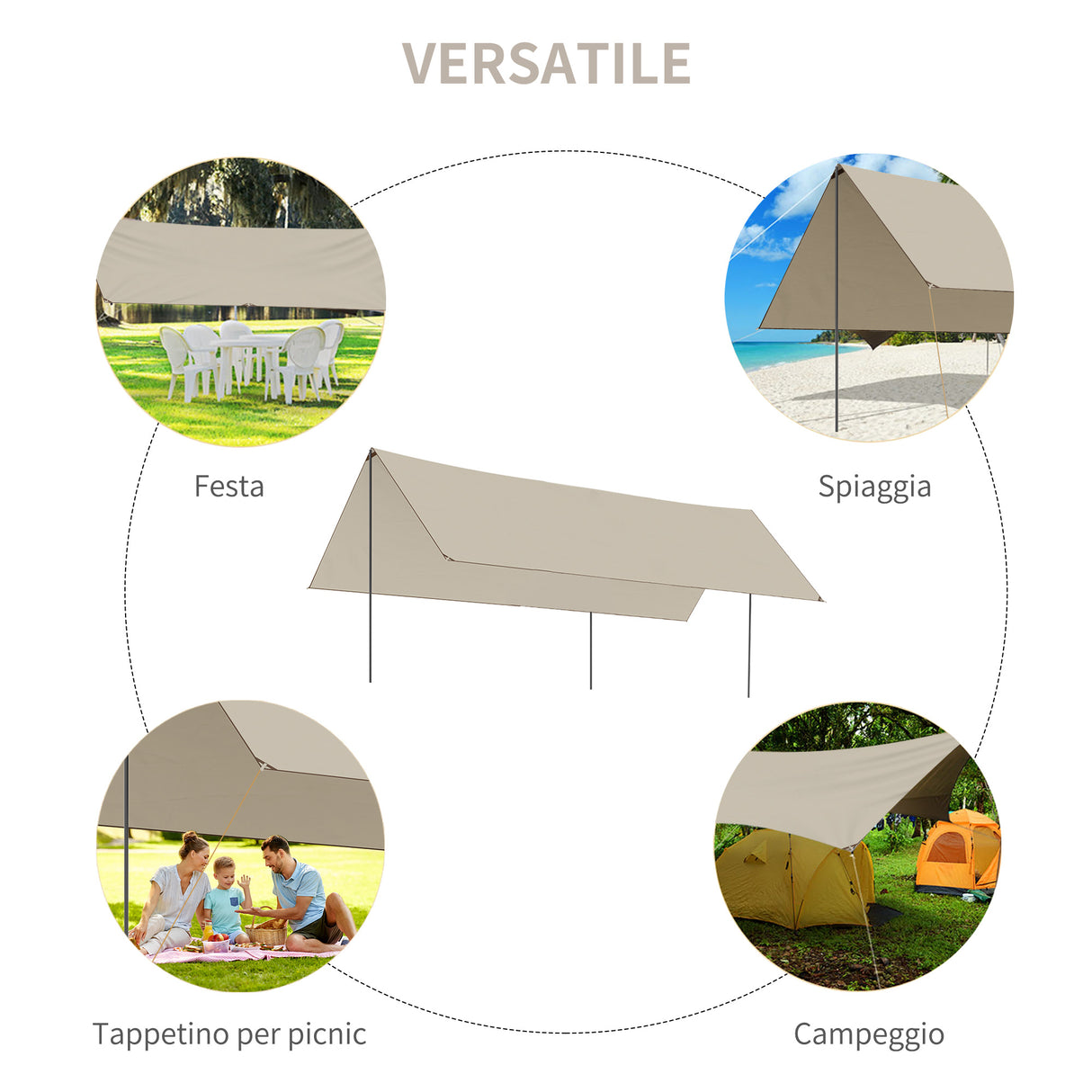 easycomfort easycomfort telo ombreggiante protettivo in tessuto oxford con borsa funi picchetti e aste incluse 300x500x240 cm