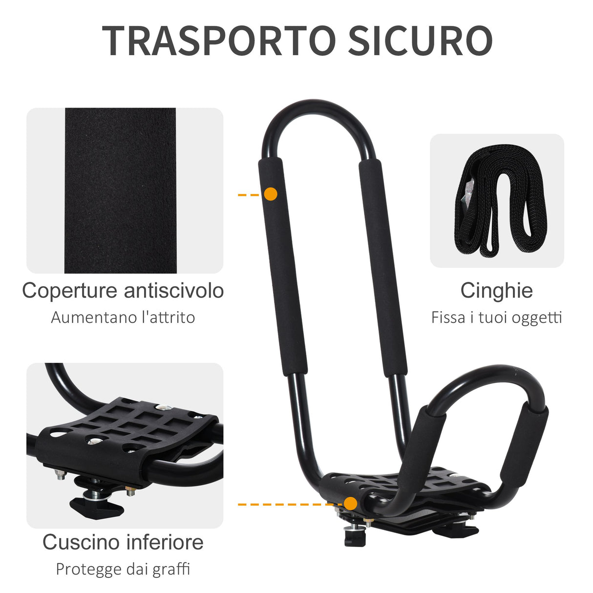 easycomfort easycomfort set 2 staffe porta kayak con attacco universale per portapacchi adatte per canoe e paddleboard nero 46x16.5x47cm ean 8054111849852