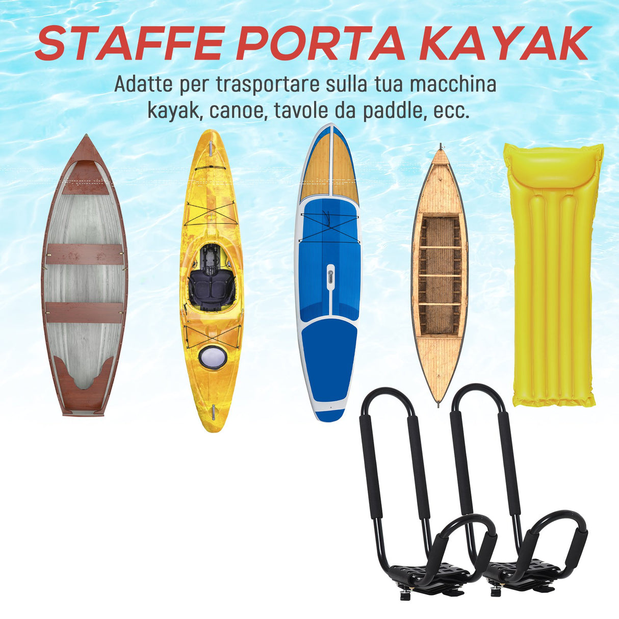 easycomfort easycomfort set 2 staffe porta kayak con attacco universale per portapacchi adatte per canoe e paddleboard nero 46x16.5x47cm ean 8054111849852
