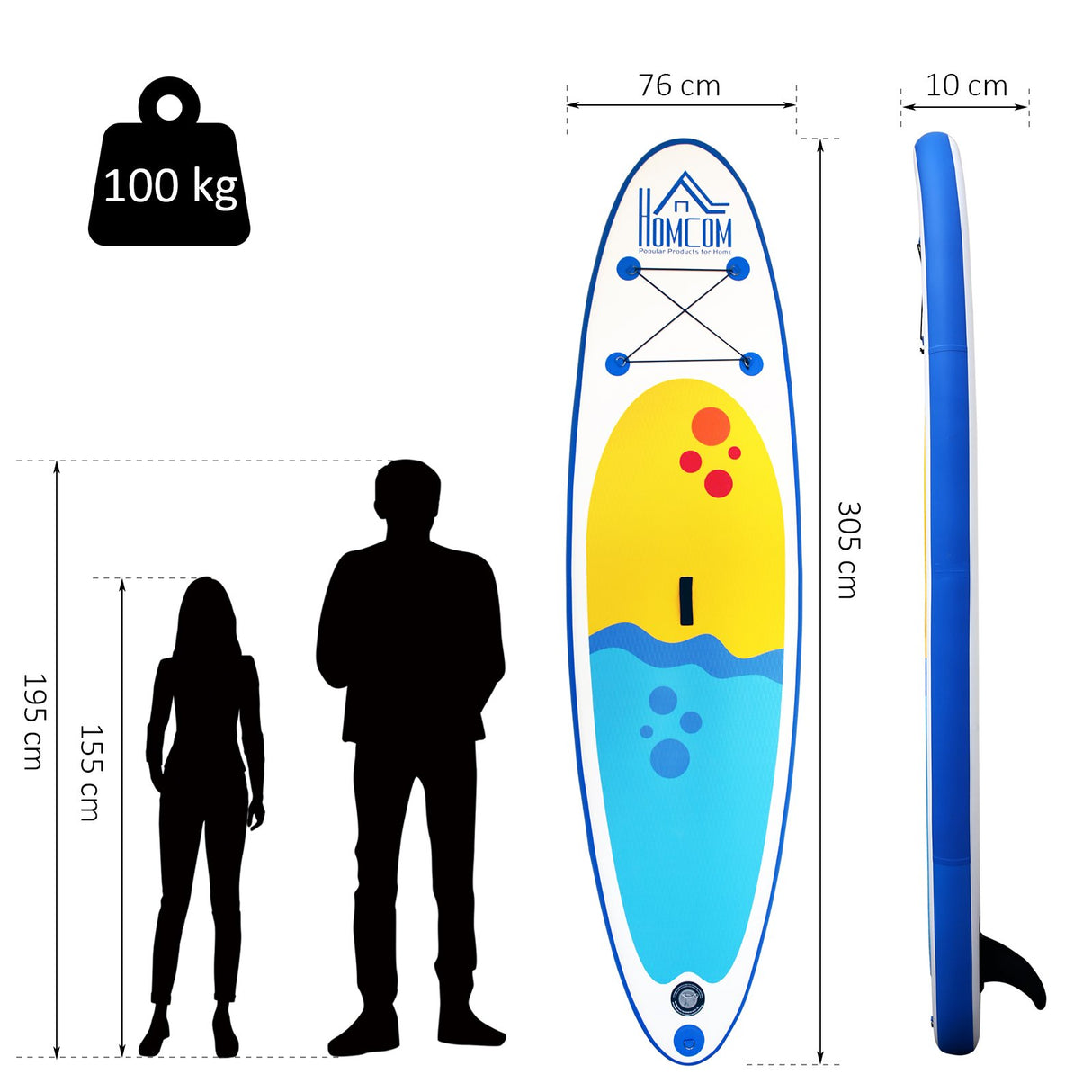 easycomfort easycomfort tavola gonfiabile sup stand up paddle con pagaia regolabile blu 305x76x10cm ean 8055776916408
