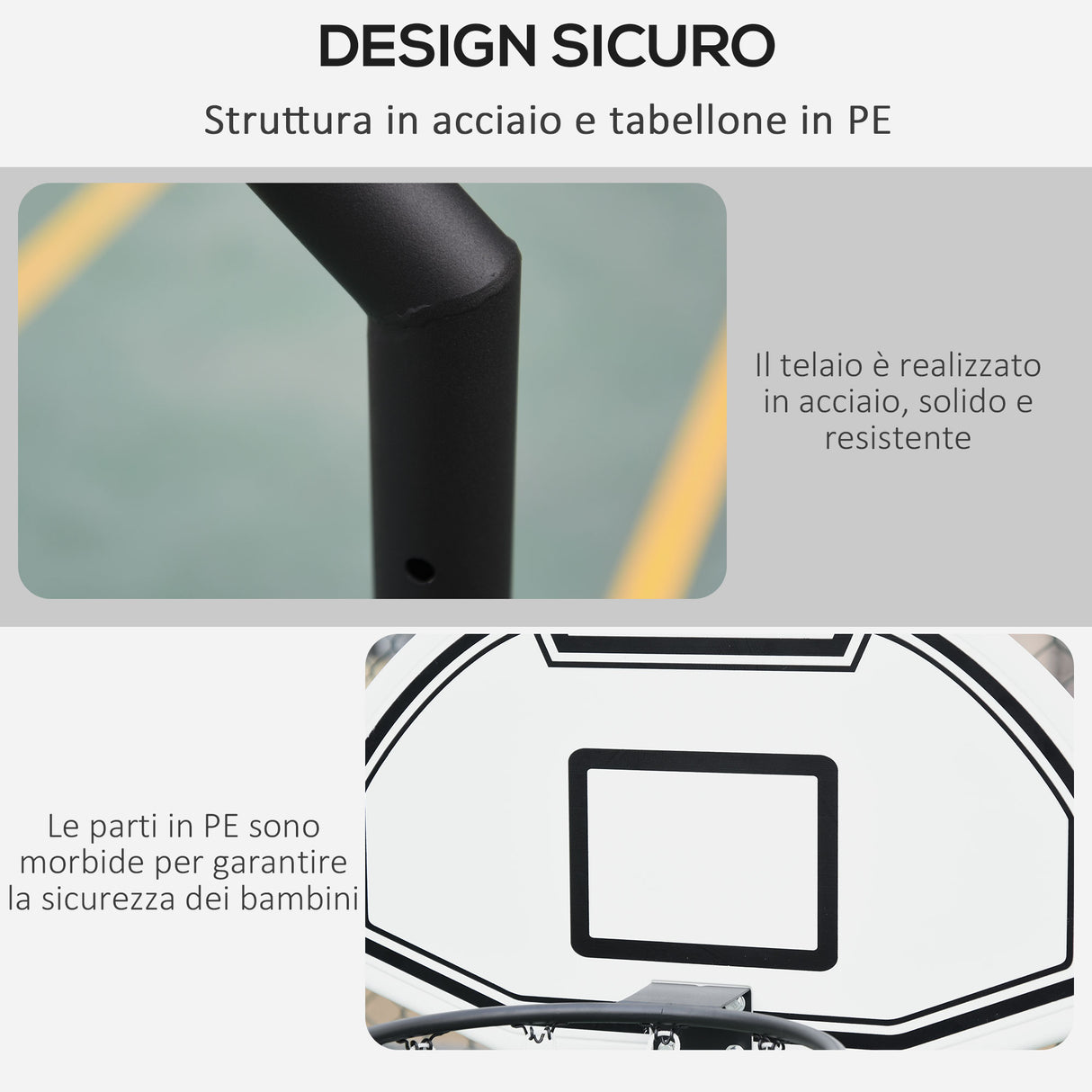 easycomfort easycomfort canestro basket per bambini ad altezza regolabile 132 5 161 5 cm con base riempibile e ruote multicolore