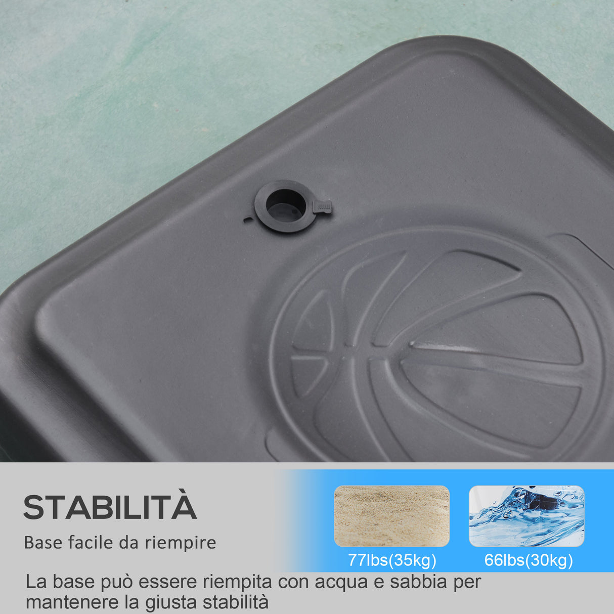 easycomfort easycomfort canestro basket per bambini ad altezza regolabile 132 5 161 5 cm con base riempibile e ruote multicolore