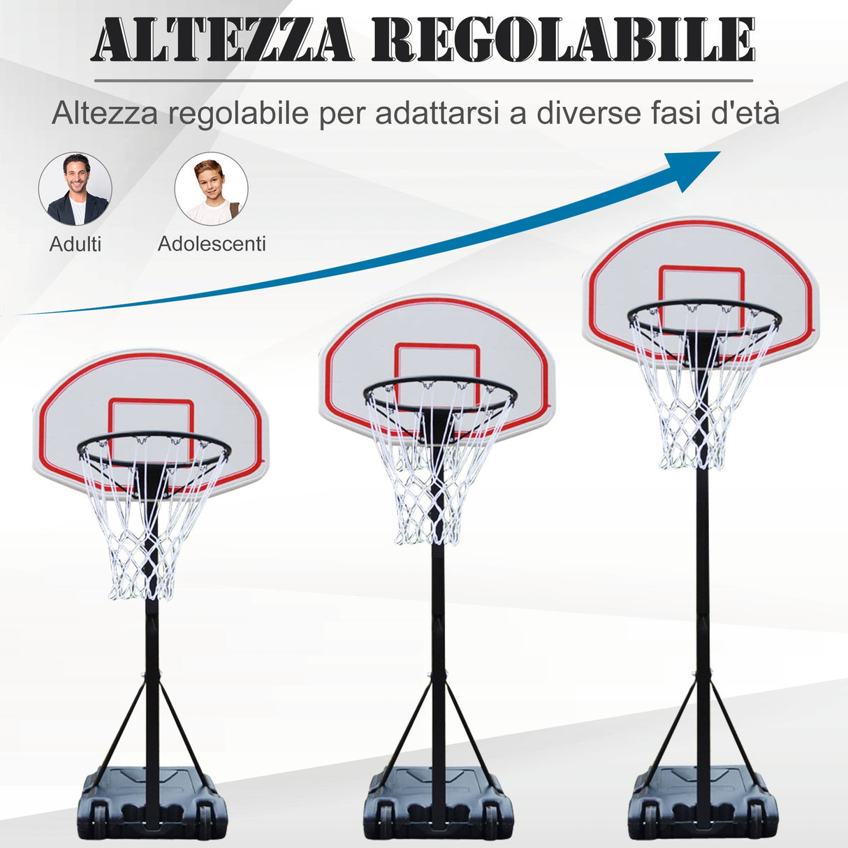 easycomfort easycomfort canestro da basket da esterno con supporto e altezza regolabile in acciaio