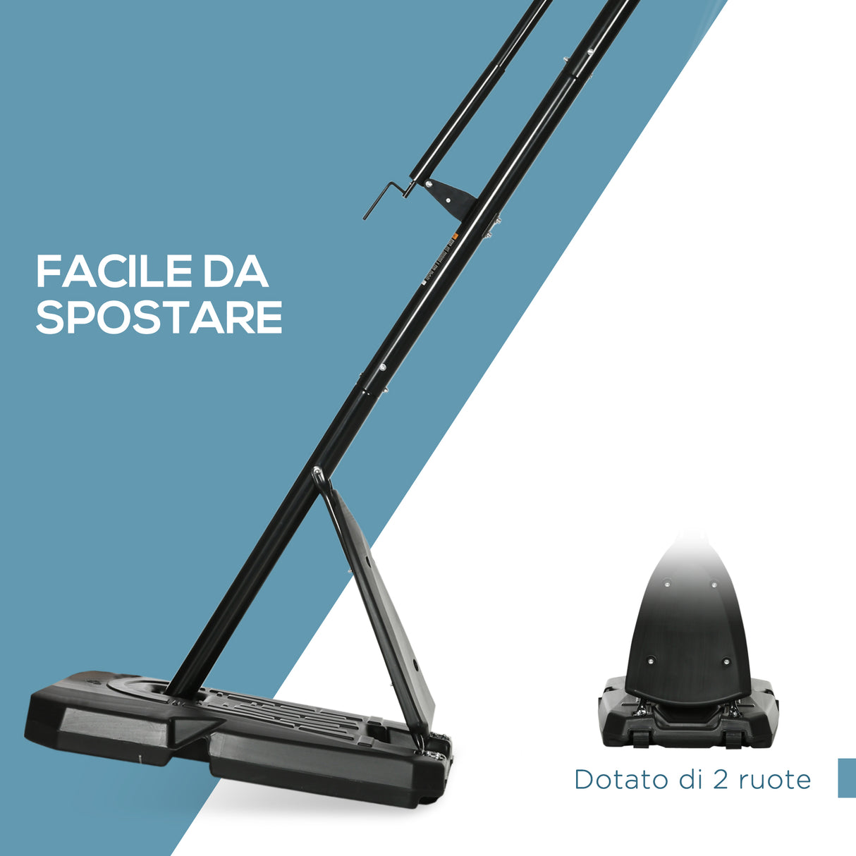 easycomfort easycomfort canestro basket in acciaio regolabile in altezza e portatile con tabellone e ruote 107x70cm nero e rosso