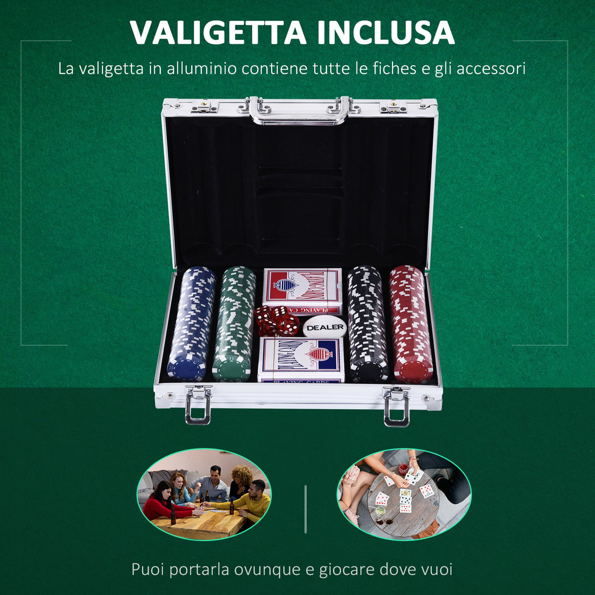 easycomfort easycomfort valigetta poker professionale in alluminio set con 200 fiches e 2 mazzi per texas holdem e blackjack