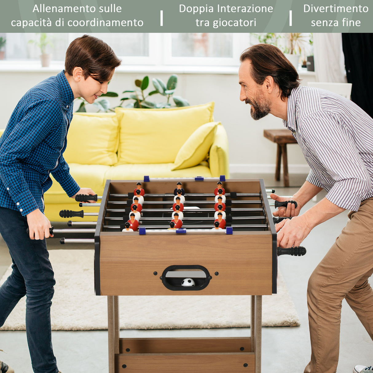 easycomfort easycomfort calcio balilla pieghevole in legno con 6 aste 18 giocatori e segnapunti 69x37x70cm