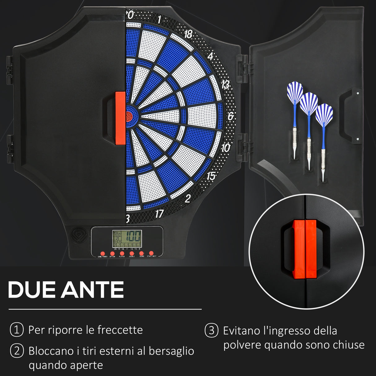 easycomfort easycomfort bersaglio freccette elettronico in pp con 6 freccette e monitor lcd 83x45x4 cm rosso e nero