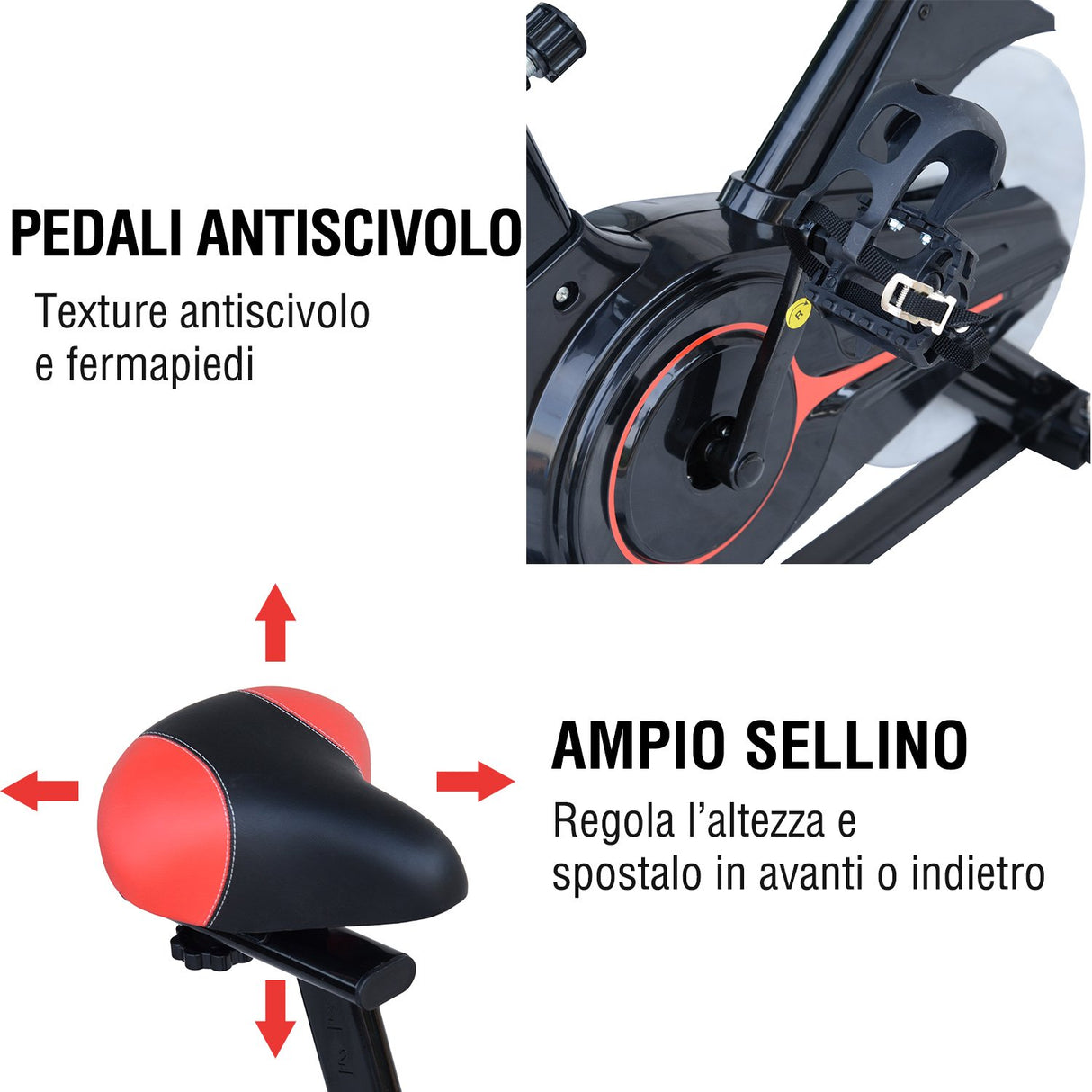 easycomfort easycomfort cyclette per allenamento aerobico con display lcd resistenza regolabile voltano 6 kg nero e rosso ean 8054144138374