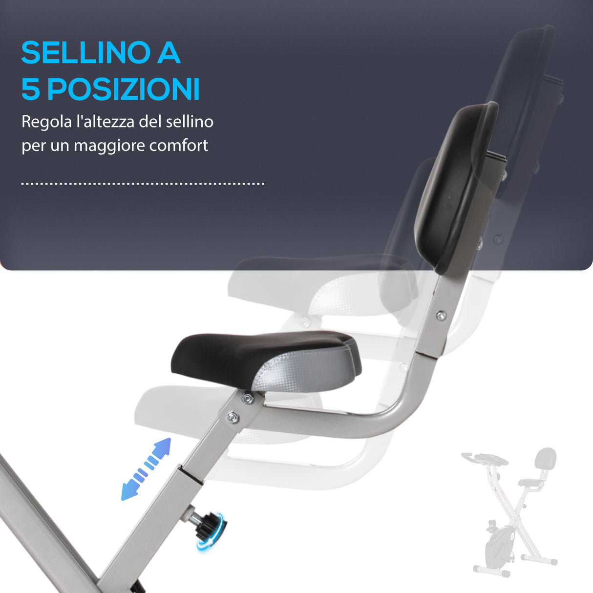 easycomfort easycomfortsoozier cyclette da camera pieghevole 5 posizioni e 8 livelli di resistenza 43x97x109cm