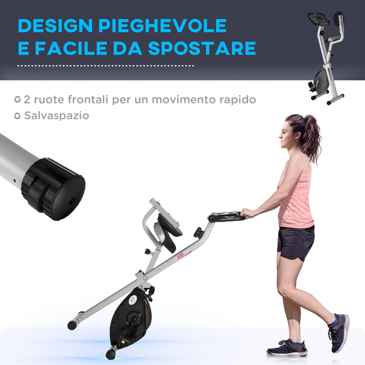 easycomfort easycomfortsoozier cyclette da camera pieghevole 5 posizioni e 8 livelli di resistenza 43x97x109cm
