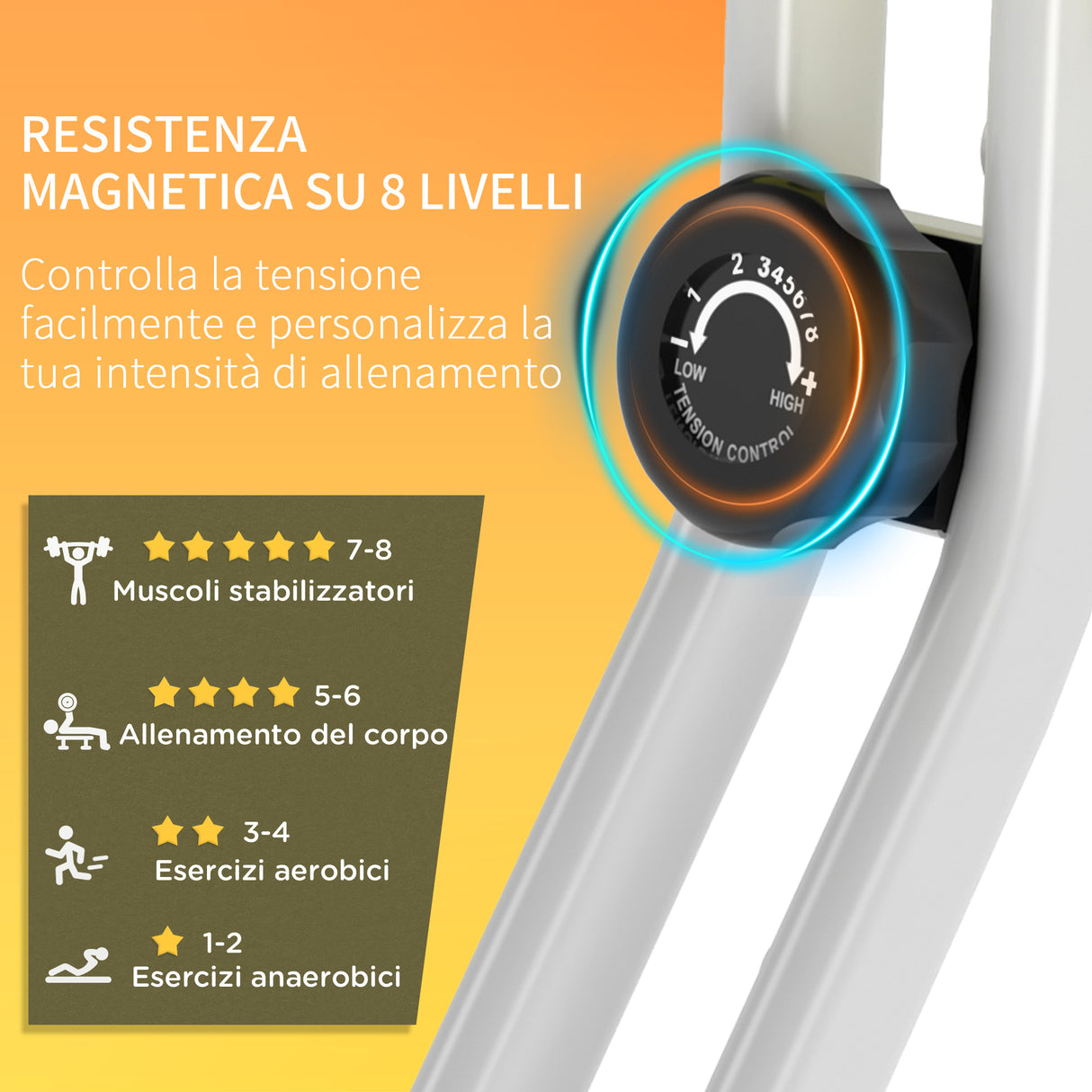 easycomfort easycomfort cyclette pieghevole da fitness in acciaio con altezza regolabile resistenza magnetica a 8 livelli schermo lcd gialla ean 8054144135694
