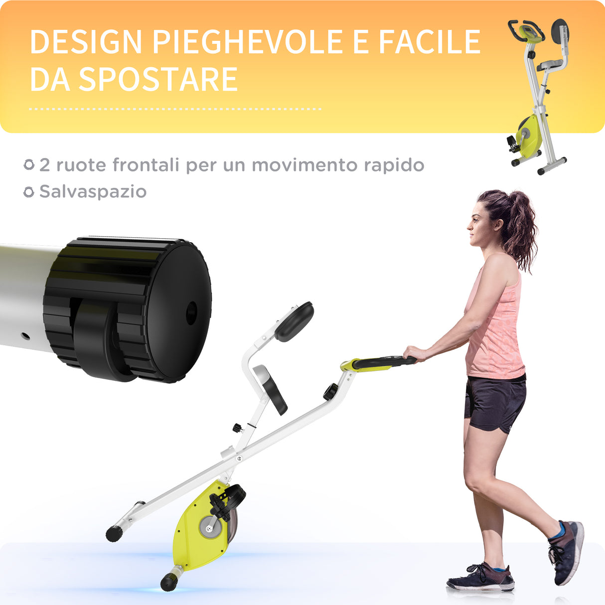 easycomfort easycomfort cyclette pieghevole da fitness in acciaio con altezza regolabile resistenza magnetica a 8 livelli schermo lcd gialla ean 8054144135694