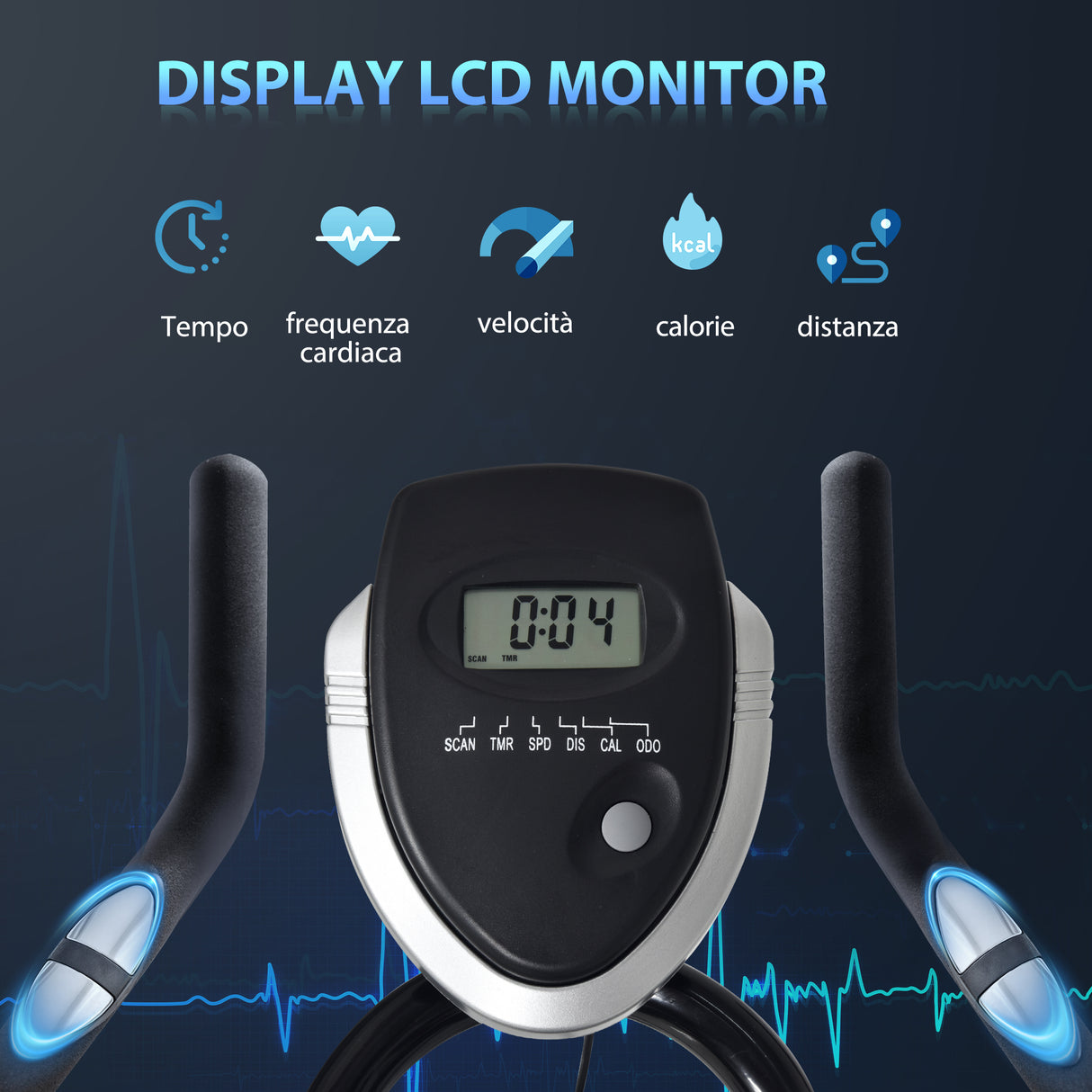 easycomfort easycomfort cyclette per allenamento cardio trainer con monitor lcd in acciaio nero ean 8055776913803