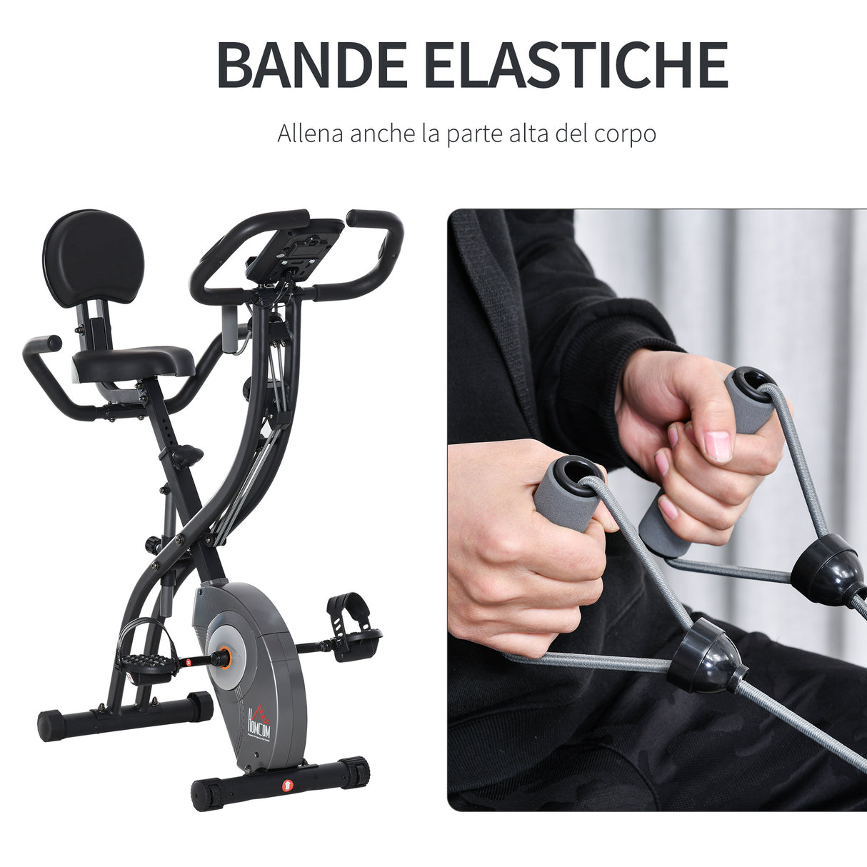 easycomfort easycomfort cyclette pieghevole con schienale bande elastiche e display lcd grigia ean 8054144138831