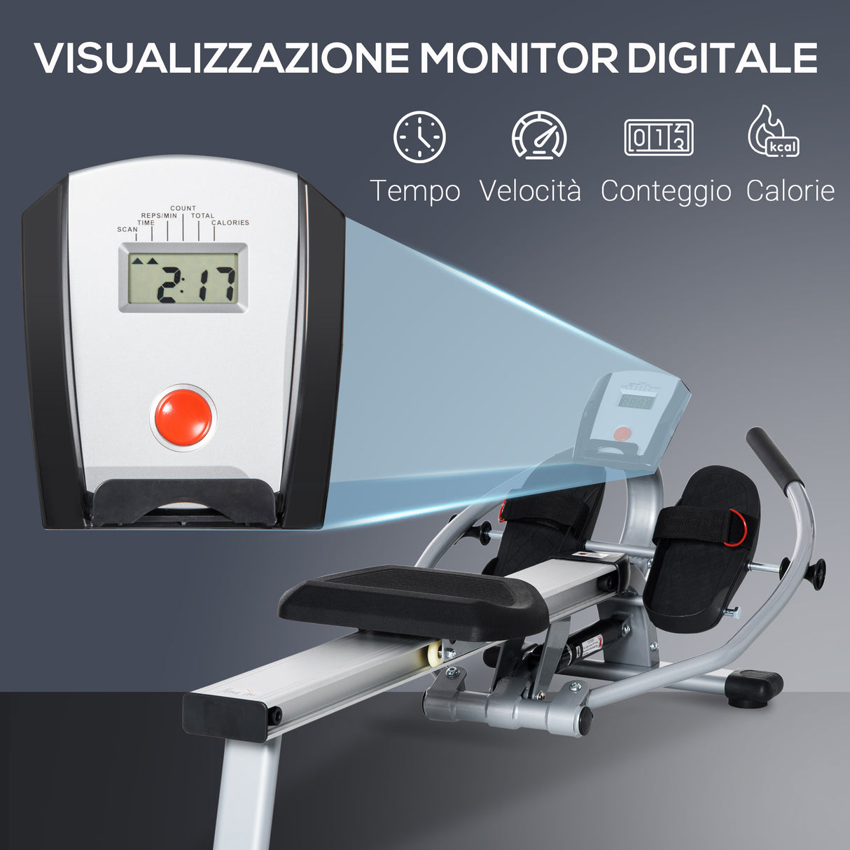 easycomfort easycomfort vogatore a 12 resistenze con monitor digitale e struttura in alluminio acciaio e abs 160x61x50 cm