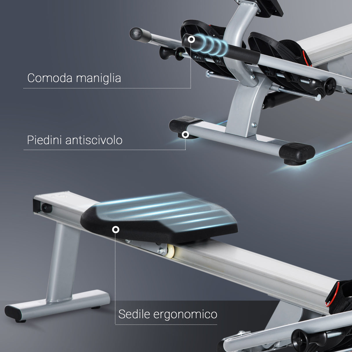 easycomfort easycomfort vogatore a 12 resistenze con monitor digitale e struttura in alluminio acciaio e abs 160x61x50 cm