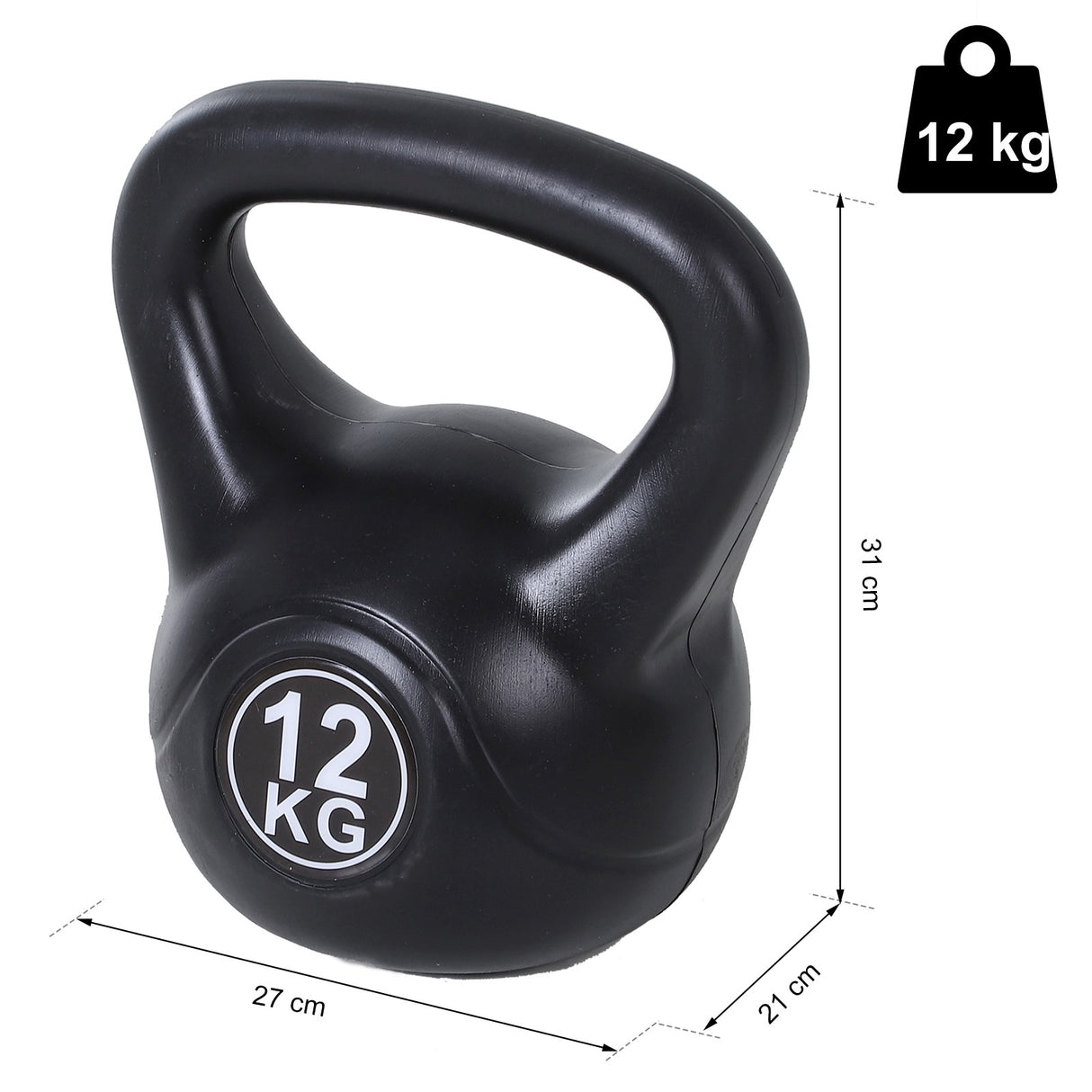 easycomfort easycomfort kettlebell 12 kg per allenamento cross training nero ean 8054111840026