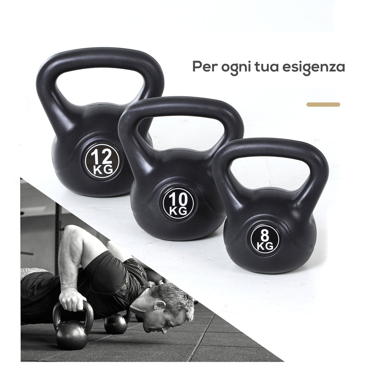 easycomfort easycomfort kettlebell 12 kg per allenamento cross training nero ean 8054111840026