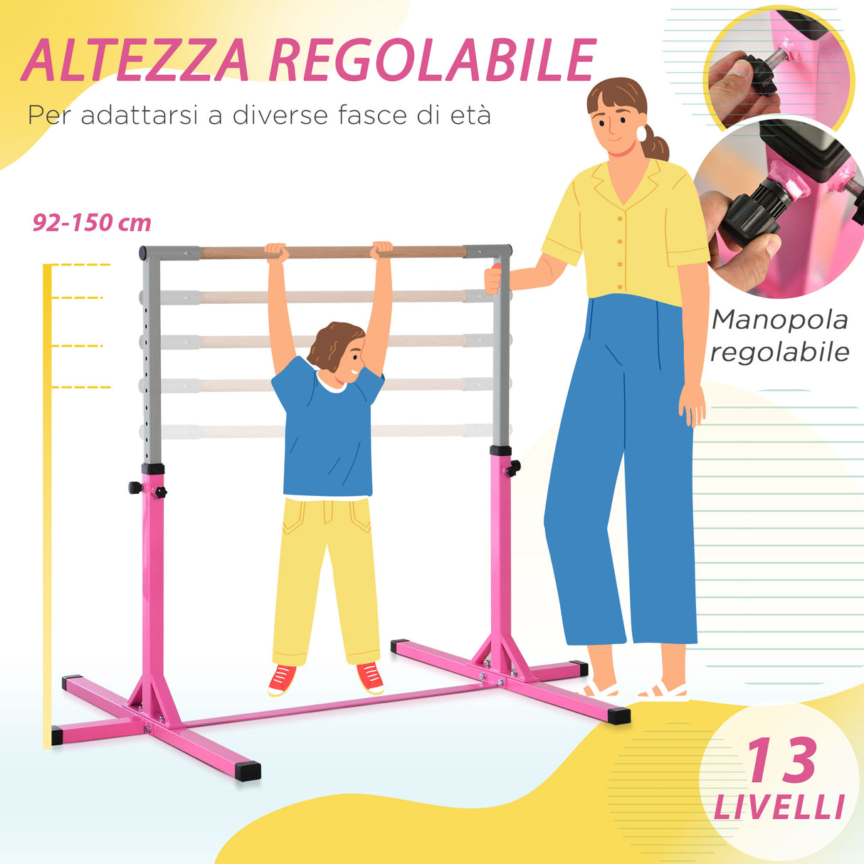 easycomfort easycomfort sbarra per ginnastica artistica o danza classica regolabile in altezza 92 150cm per bambini max 75 kg rosa ean 8055776912813