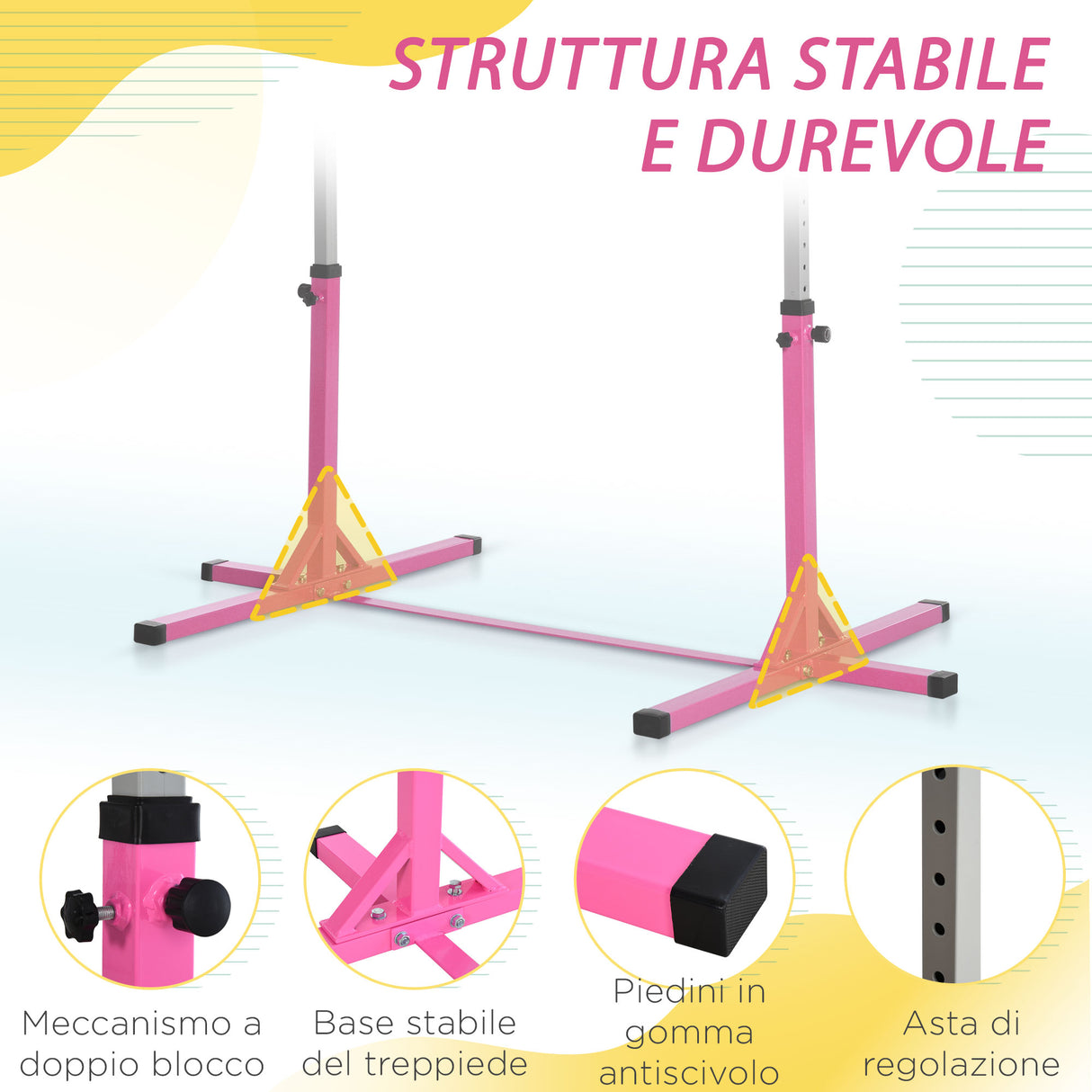 easycomfort easycomfort sbarra per ginnastica artistica o danza classica regolabile in altezza 92 150cm per bambini max 75 kg rosa ean 8055776912813