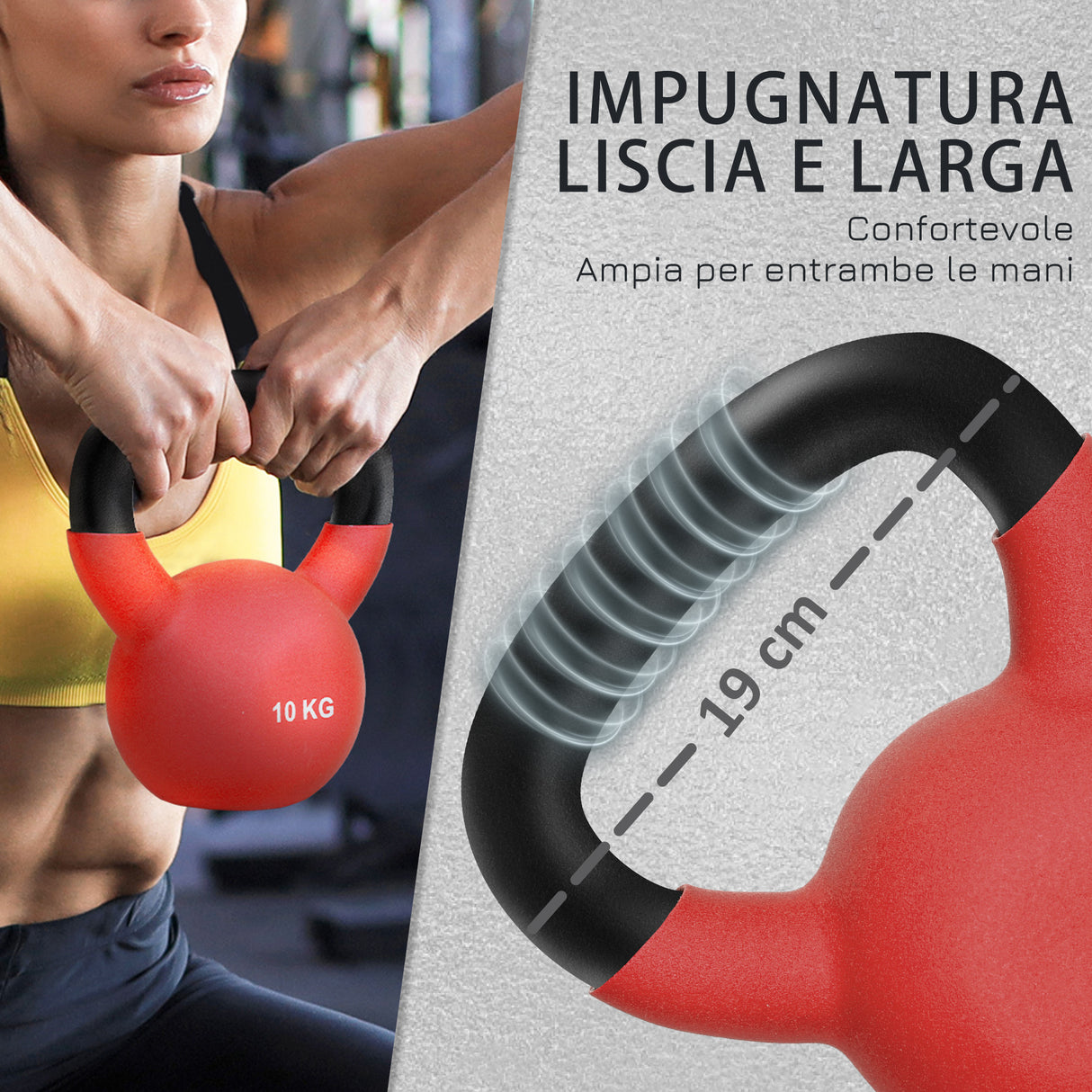 easycomfort easycomfort kettlebell 10 kg per allenamento bicipiti e spalle in metallo e neoprene 19x12x22 cm rosso