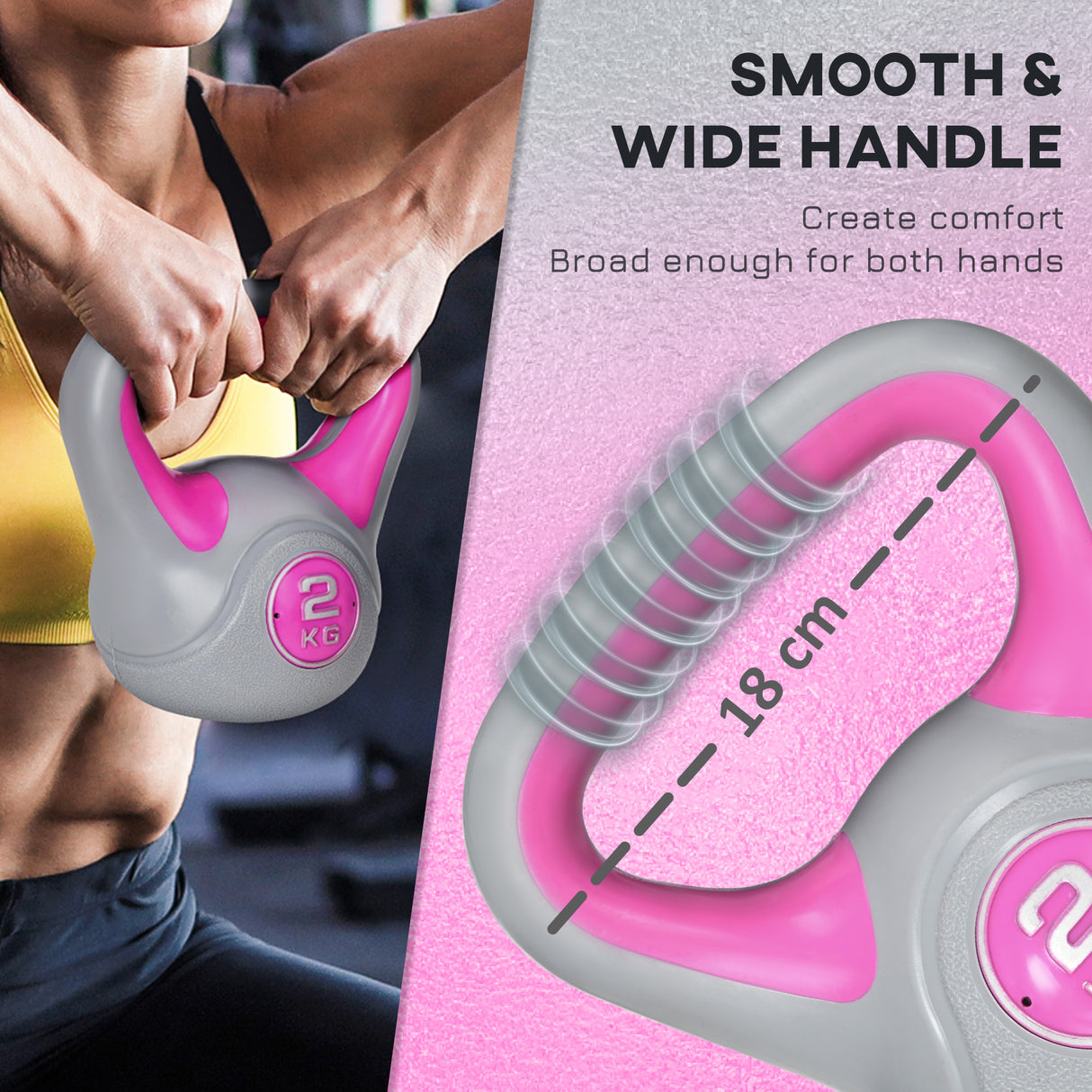 easycomfort easycomfort kettlebell 2kg in pu e sabbia con base piatta e impugnatura per stacchi squat e sollevamenti 18x10x20 cm rosa