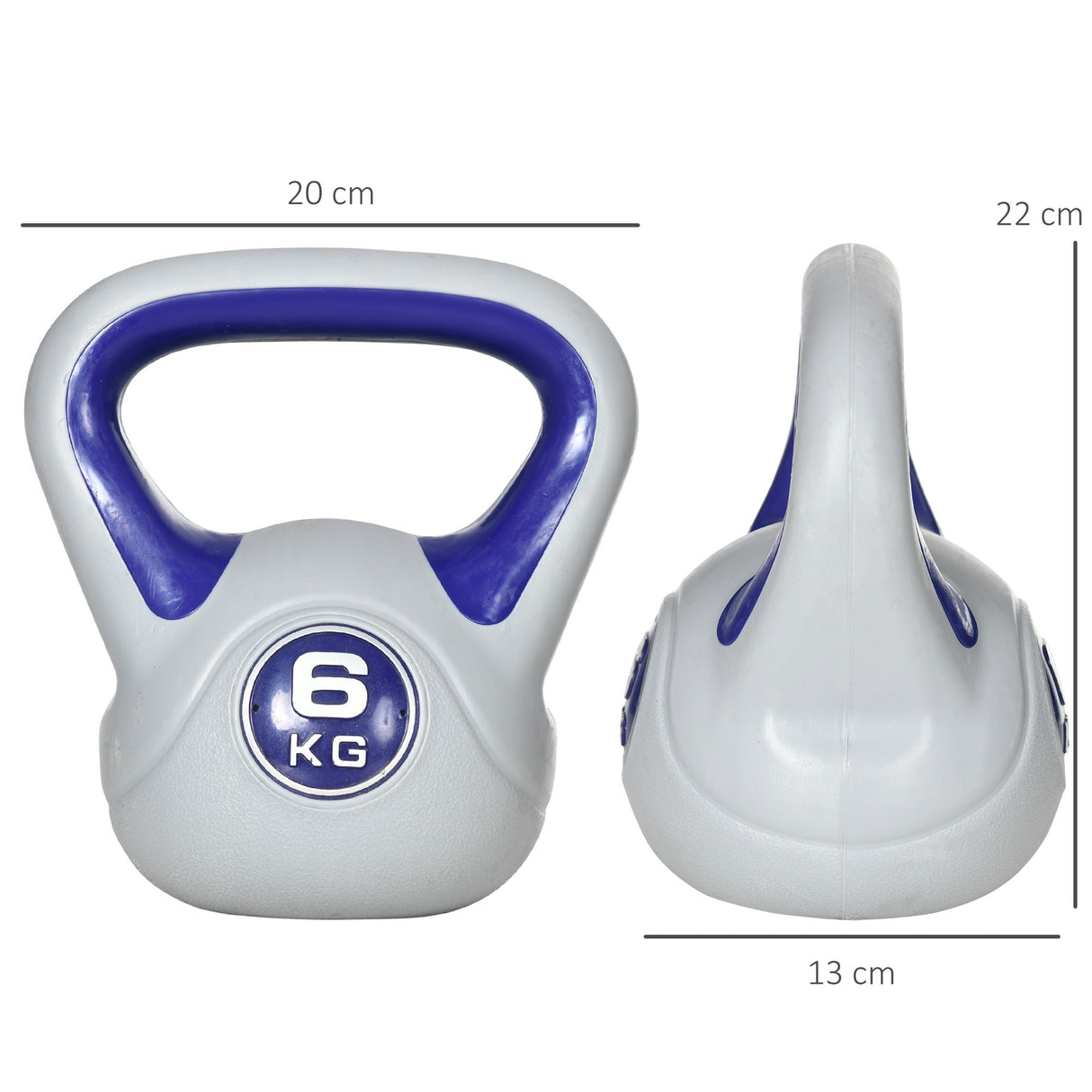 easycomfort easycomfort kettlebell 6kg con rivestimento morbido e base piatta in pu e sabbia 20x13x22cm viola