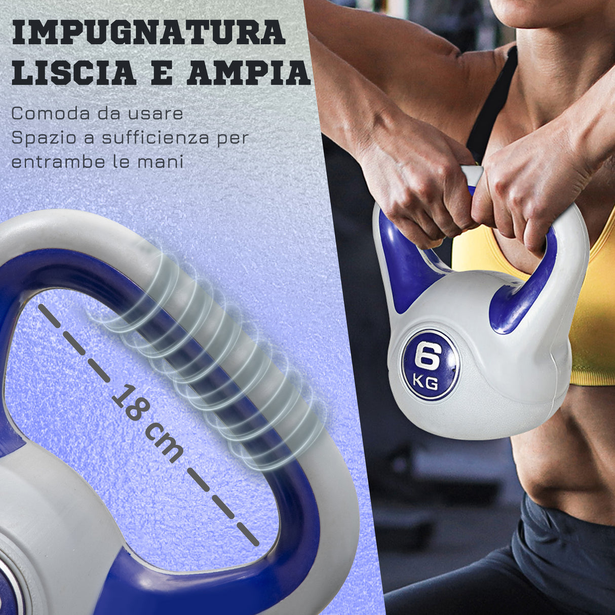 easycomfort easycomfort kettlebell 6kg con rivestimento morbido e base piatta in pu e sabbia 20x13x22cm viola